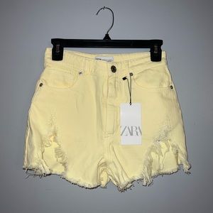 NWT zara yellow denim shorts